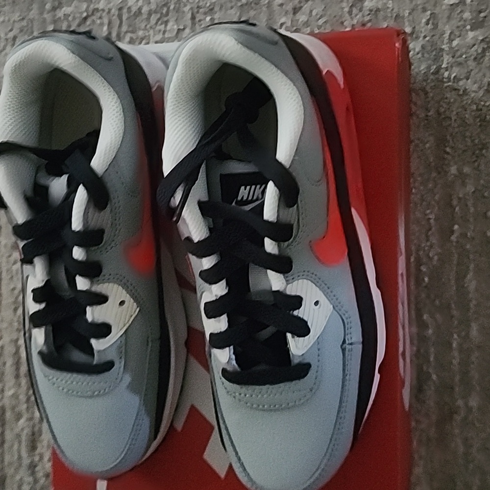 Nike Kids Sneakers - Black, Gray, and Red, Size 2.5